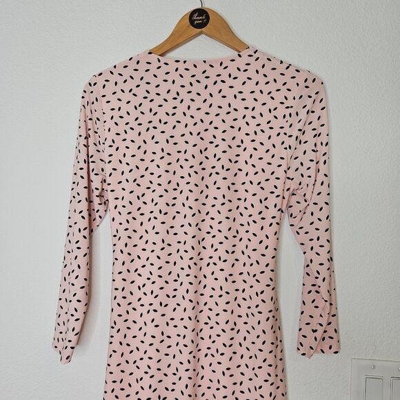 Anne Klein Pink Polka Dot Wrap Dress, Womens Size Small - Picture 7 of 8